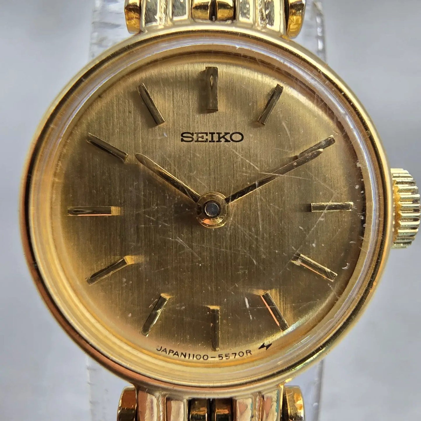 Seiko Watch Women 18mm Gold Dial Gold Tone Round 1100-1400 Manual Wind Vintage1