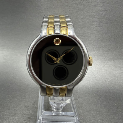 Movado Veturi Watch Men 38mm Black Dial Two Tone Round 0606932 New Battery0