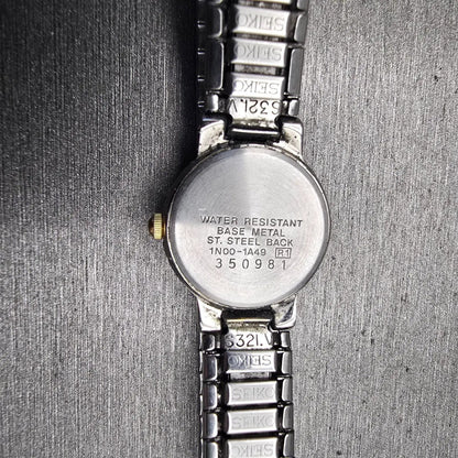Seiko Watch Women 19mm Silver Dial Two Tone Round 1N00-1A49 New Battery Vintage10