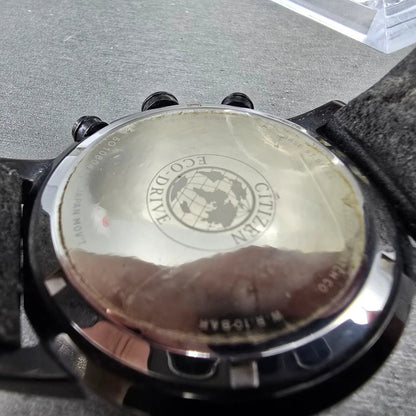 Citizen Eco-Drive Chronograph Watch Men 46mm Black Dial Black AT2205-01E Runs9