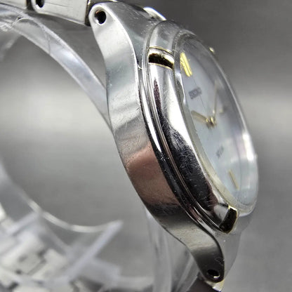 Seiko Solar Watch Women 24mm MOP Dial Two Tone Round V115-0AB0 Runs Bracelet3
