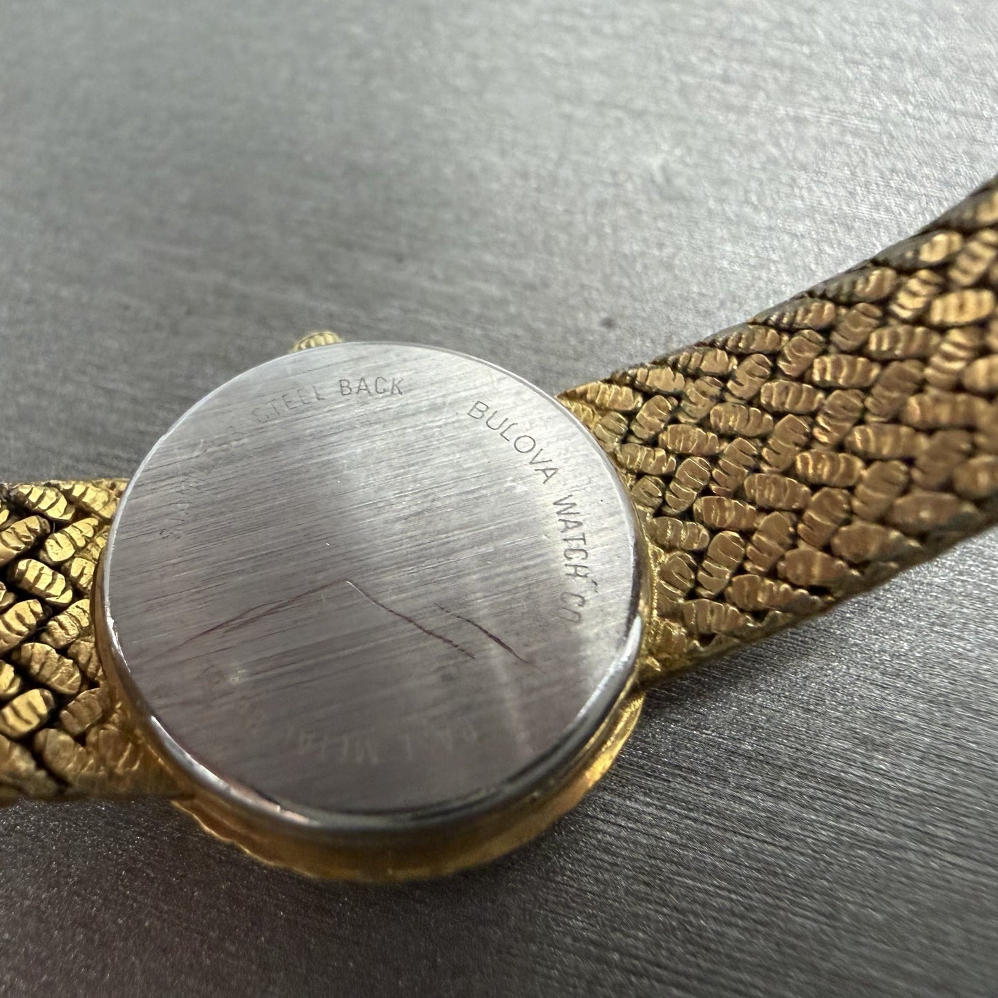 Bulova Watch Women 19mm Black Dial Gold Tone Round Mesh Band P7 New Battery VTG9
