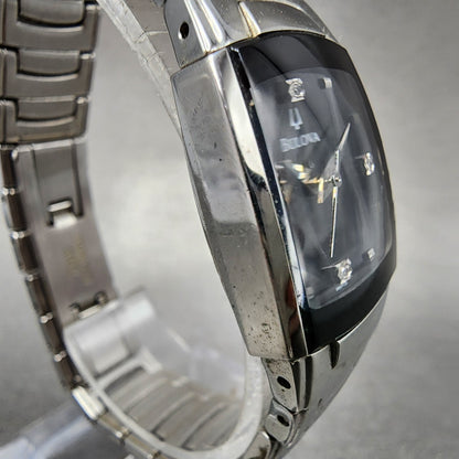 Bulova Tank Watch Women 22mm Black Dial Silver Tone Diamond 96P15 New Battery3