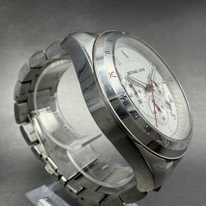 Michael kors Chronograph Watch Men 45mm White Dial Steel Date MK-8131 New Batt3