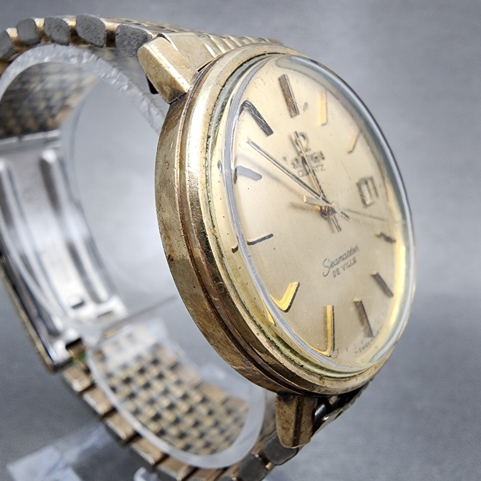 Omega Seamaster De Ville Watch Men 35mm Gold Dial Gold Filled 196.0075 PARTS4