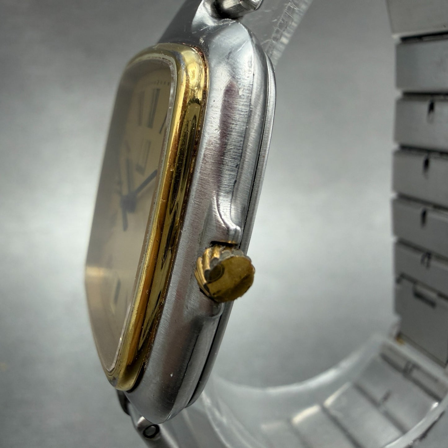 Dunhill Millennium Watch Men 31mm Gold Dial Two Tone Date Rectangle New Battery2