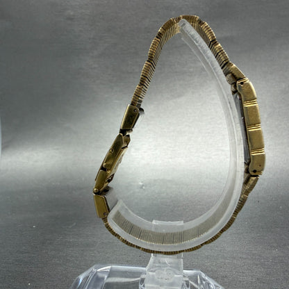 Seiko Tank Watch Women 13mm Champagne Dial Gold Tone 2E20-5039 New Battery VTG8
