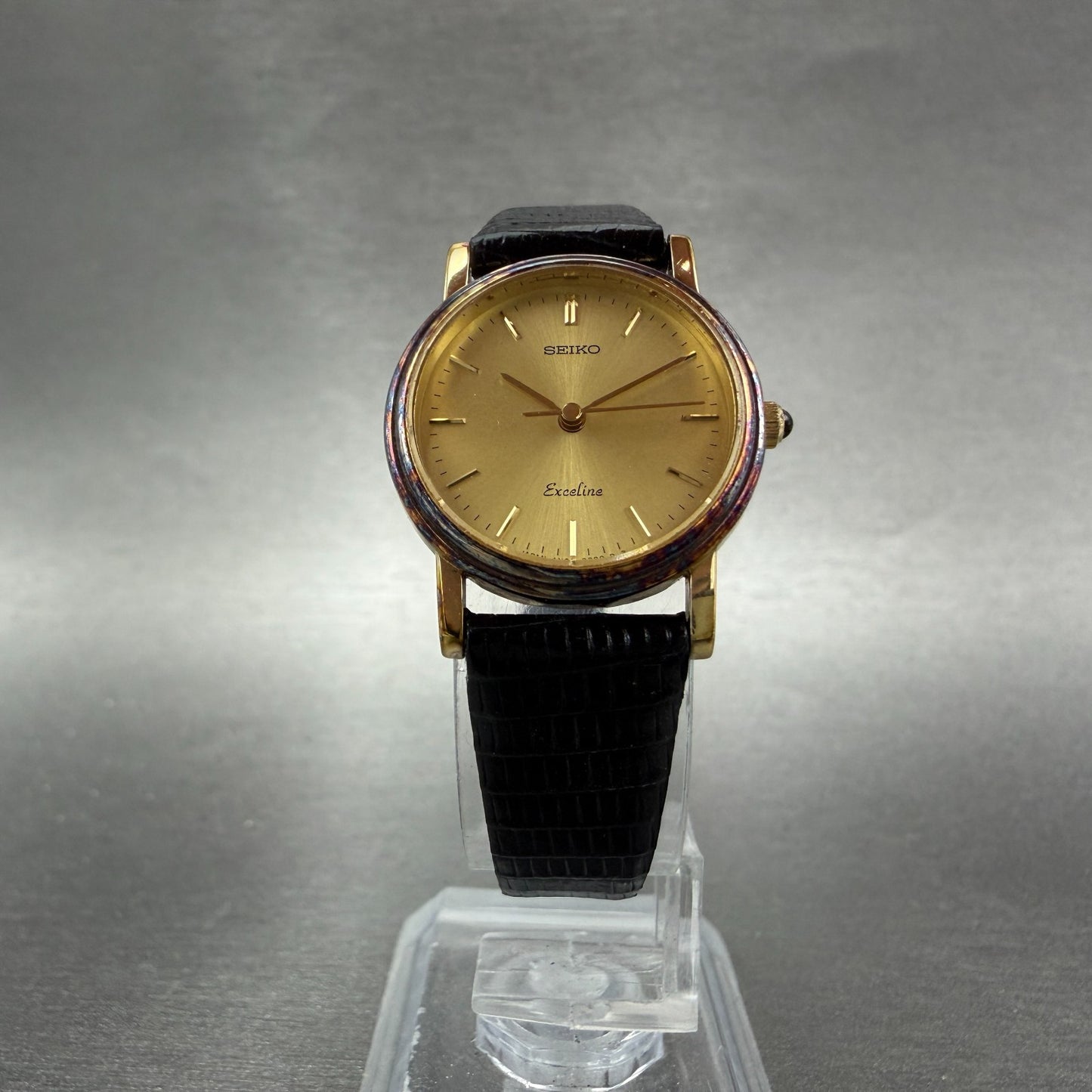 Seiko Exceline Watch Women 23mm Champagne Dial Gold Tone 4n21-0180 New Battery5