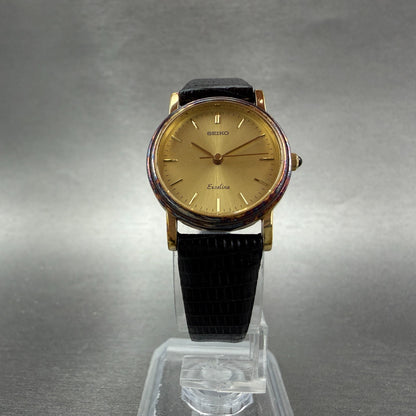 Seiko Exceline Watch Women 23mm Champagne Dial Gold Tone 4n21-0180 New Battery5