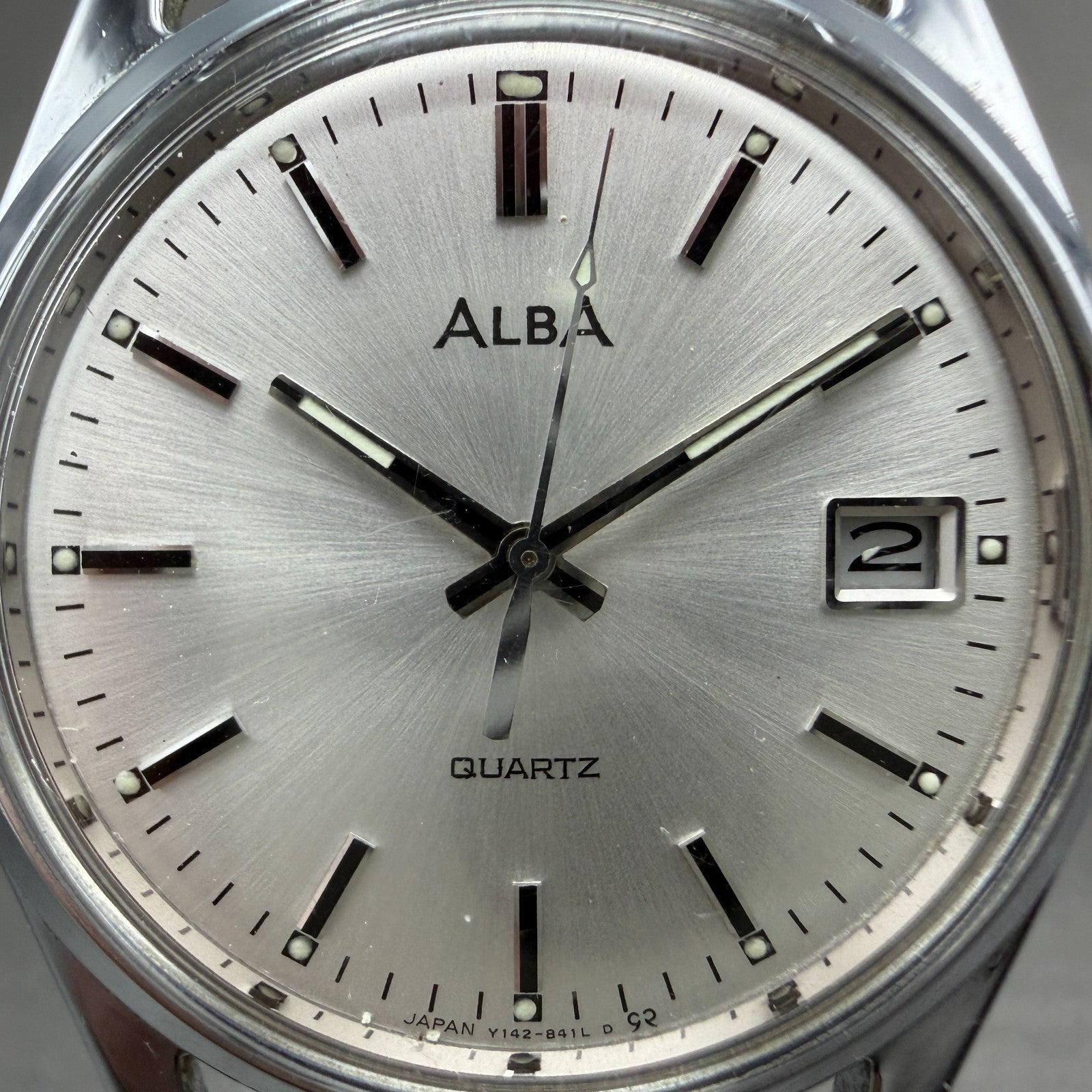 Seiko Alba Watch Men 36mm Silver Dial Silver Tone Date Y142-8160 New Battery VTG1