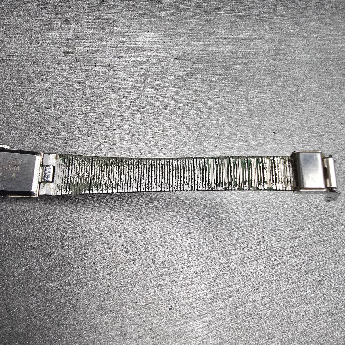 Seiko Watch Women 12mm Silver Dial Silver Rectangle 2E20-5029 New Battery VTG J112