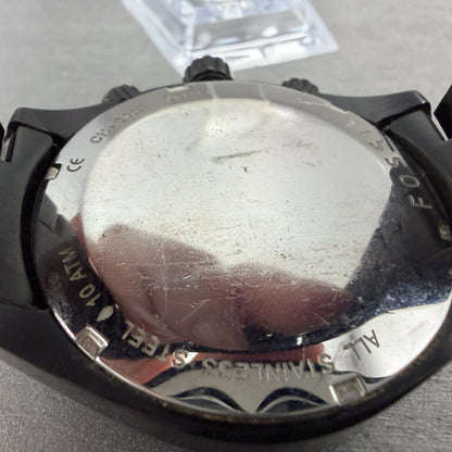 Fossil Flight Chrono Watch Men 46mm Black Dial Black Tone Date Round New Battery9