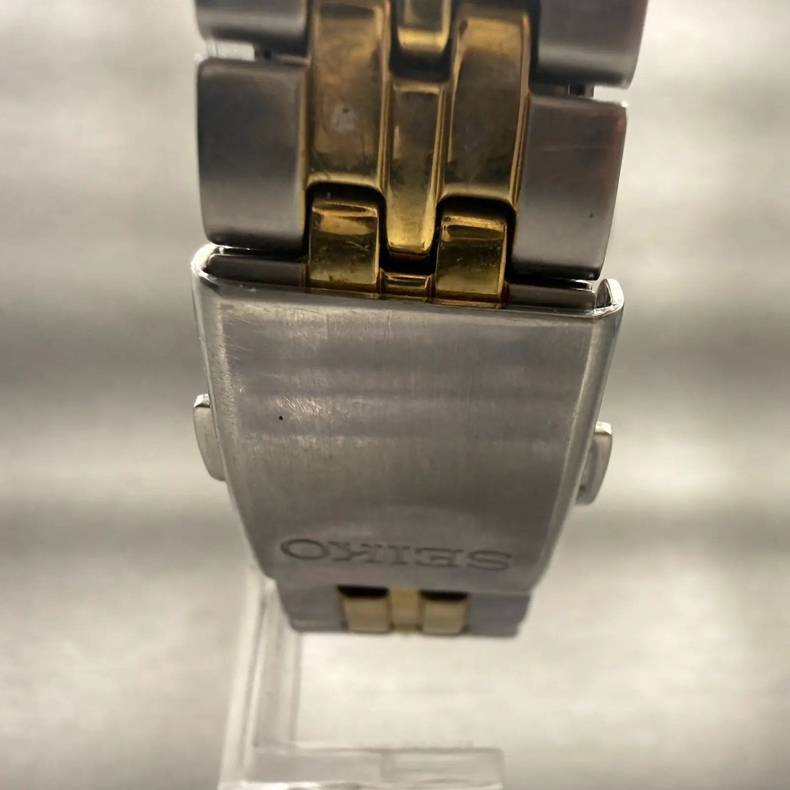 Seiko Watch Men 37mm Silver Dial Two Tone Daydate Round 7N43-9048 New Battery7