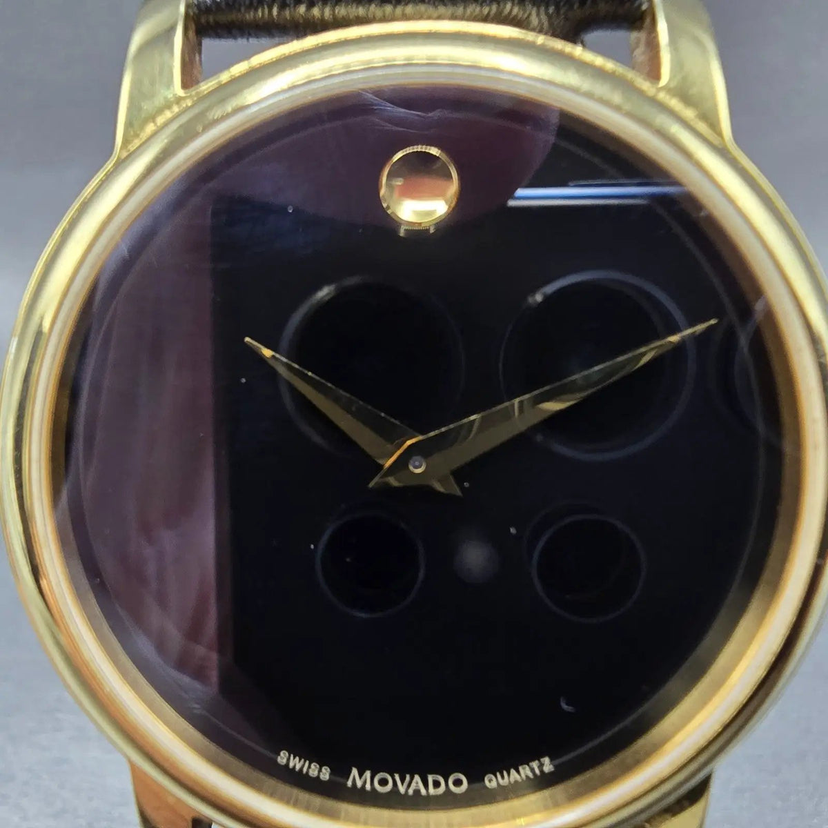 Movado Museum Watch Men 38mm Black Dial Gold Tone Round MO.01.1.34.6002 New Batt2