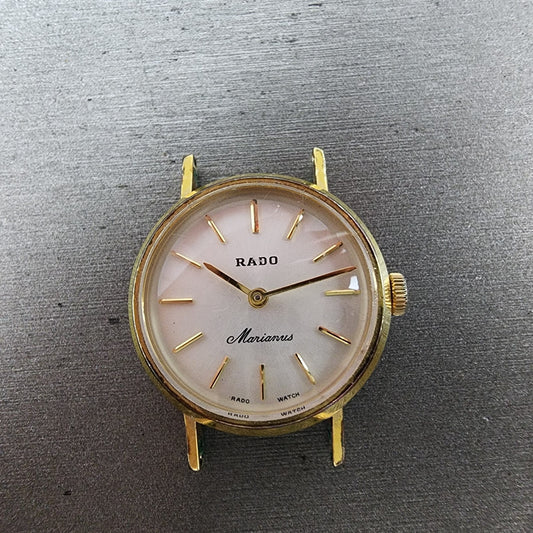 Rado Marianeis Watch Women 24mm White Dial Gold Tone Round Manual Wind Runs0