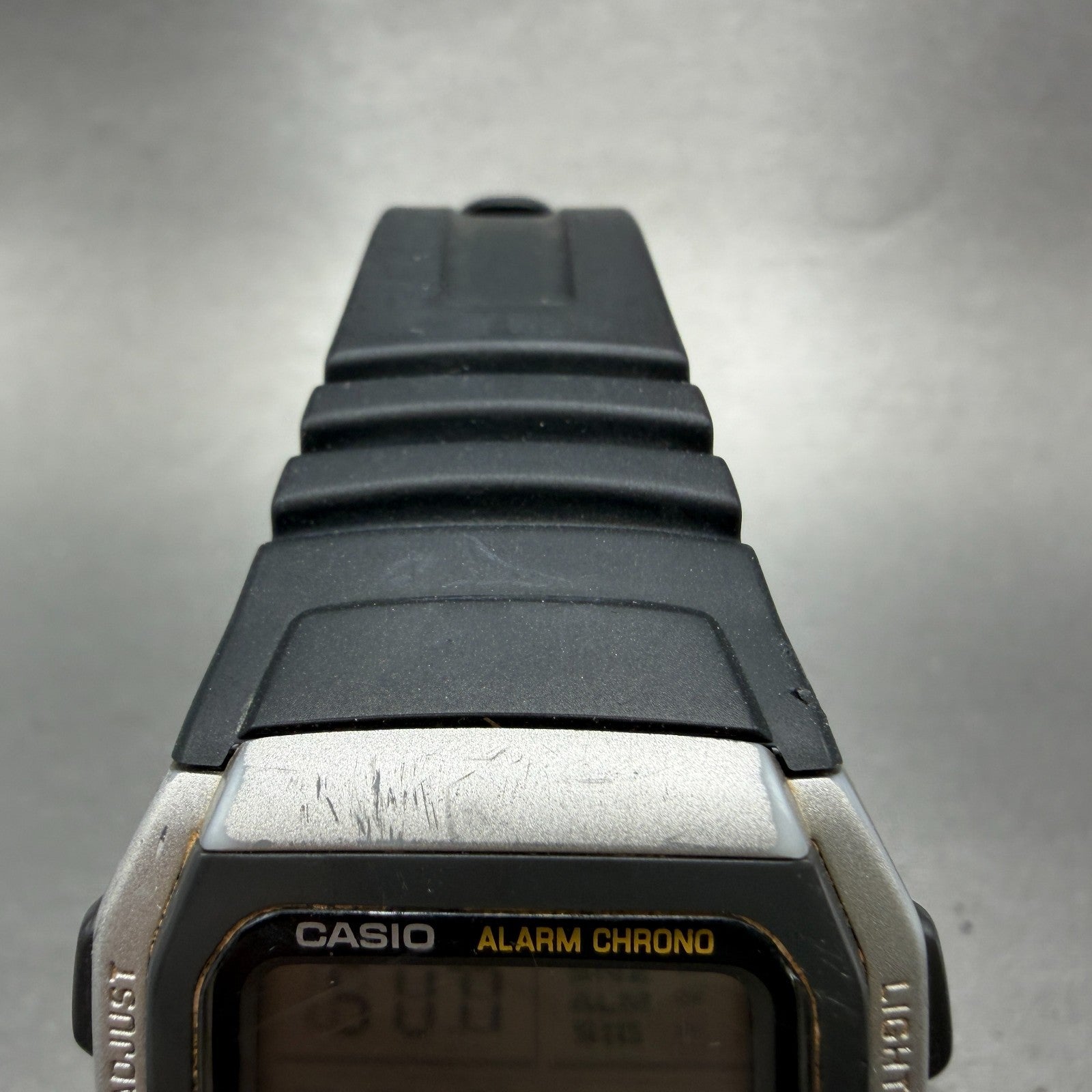 Casio W-96H Watch Men 35mm Silver Black Alarm Chrono Rectangle New Battery JP4