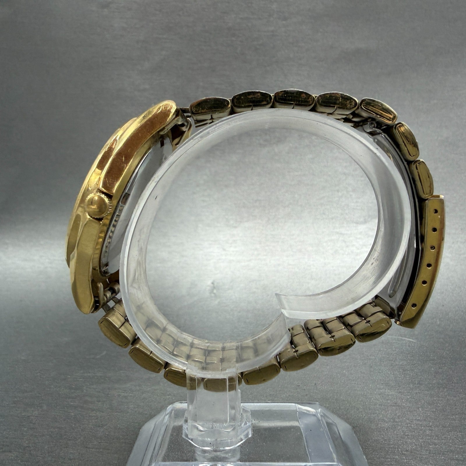 Seiko Watch Men 37mm Champagne Dial Gold Tone Daydate 7N43-0AM0 New Battery6