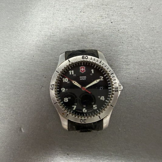 Victorinox Swiss Army Odyssey Watch Men 38mm Black Dial Silver Tone Date PARTS0