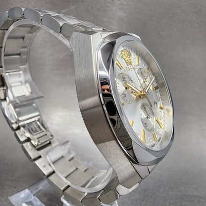 Versace Meduase Chronograph Watch Women 40mm White Dial Steel Date VE3CA0523
