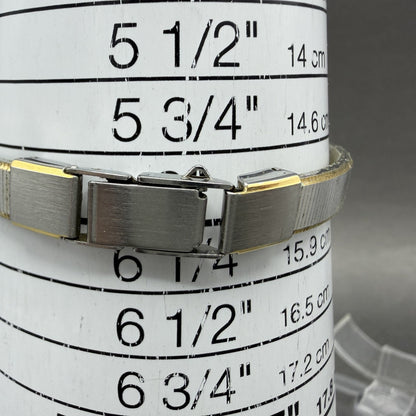 Seiko Tank Watch Women 13mm Silver Dial two Tone Rectangle 2e205139 New Battery12
