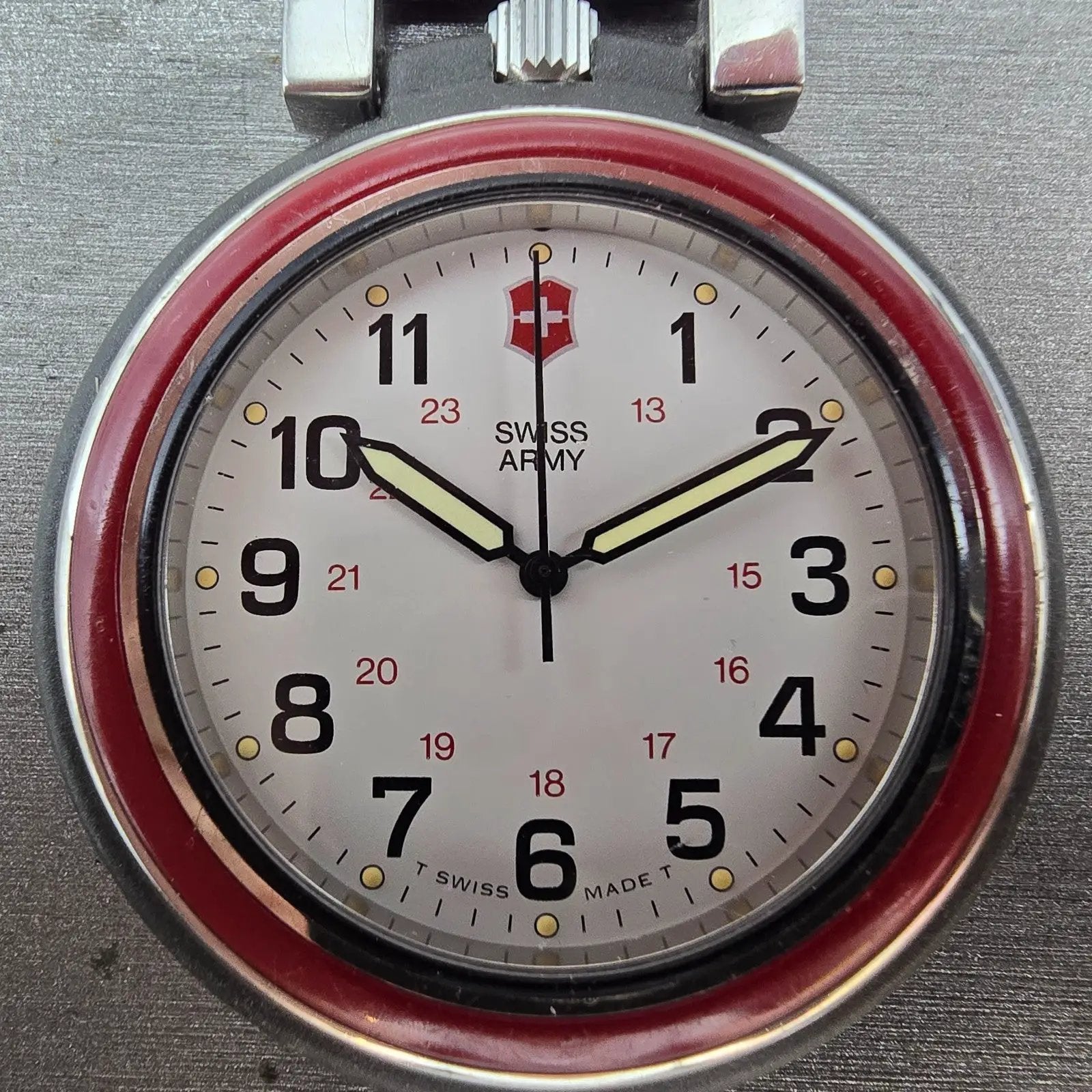 Victorinox Swiss Army Pocket Watch Men 48mm White Dial Black Tone 24723 New BatK1