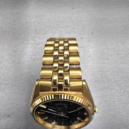 Seiko President Watch Men 36mm Black Dial Gold Tone Daydate 7N43-8111 New Batt4