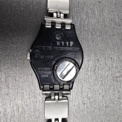 Swatch Chessboard Watch Women 25mm Cream Dial Black Case LB160G New Battery CH210