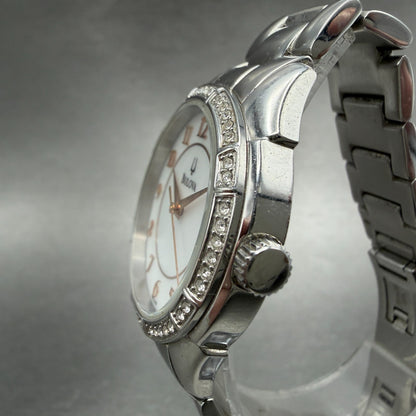 Bulova Watch Women 33mm MOP Dial Silver Tone Round 96L146 New Battery Diamond2