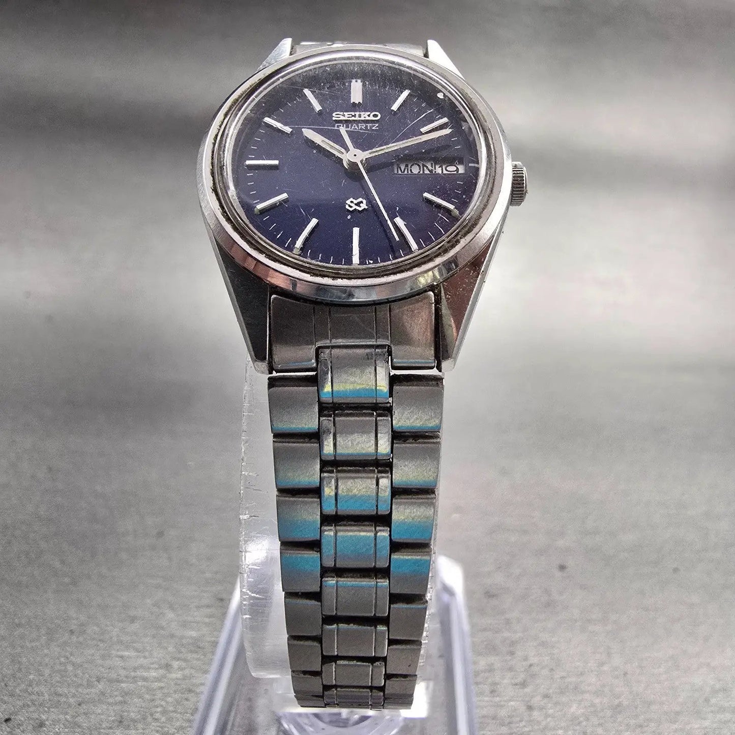Seiko SQ Watch Women 23mm Blue Dial Silver Tone Daydate 2A23-0010 New Battery5