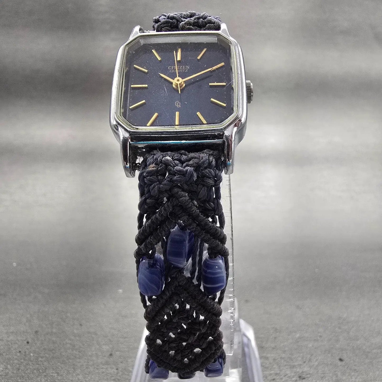 Citizen CQ Watch Women 21mm Blue Dial Silver Tone Rectangle 4031-S60414 New Bat5