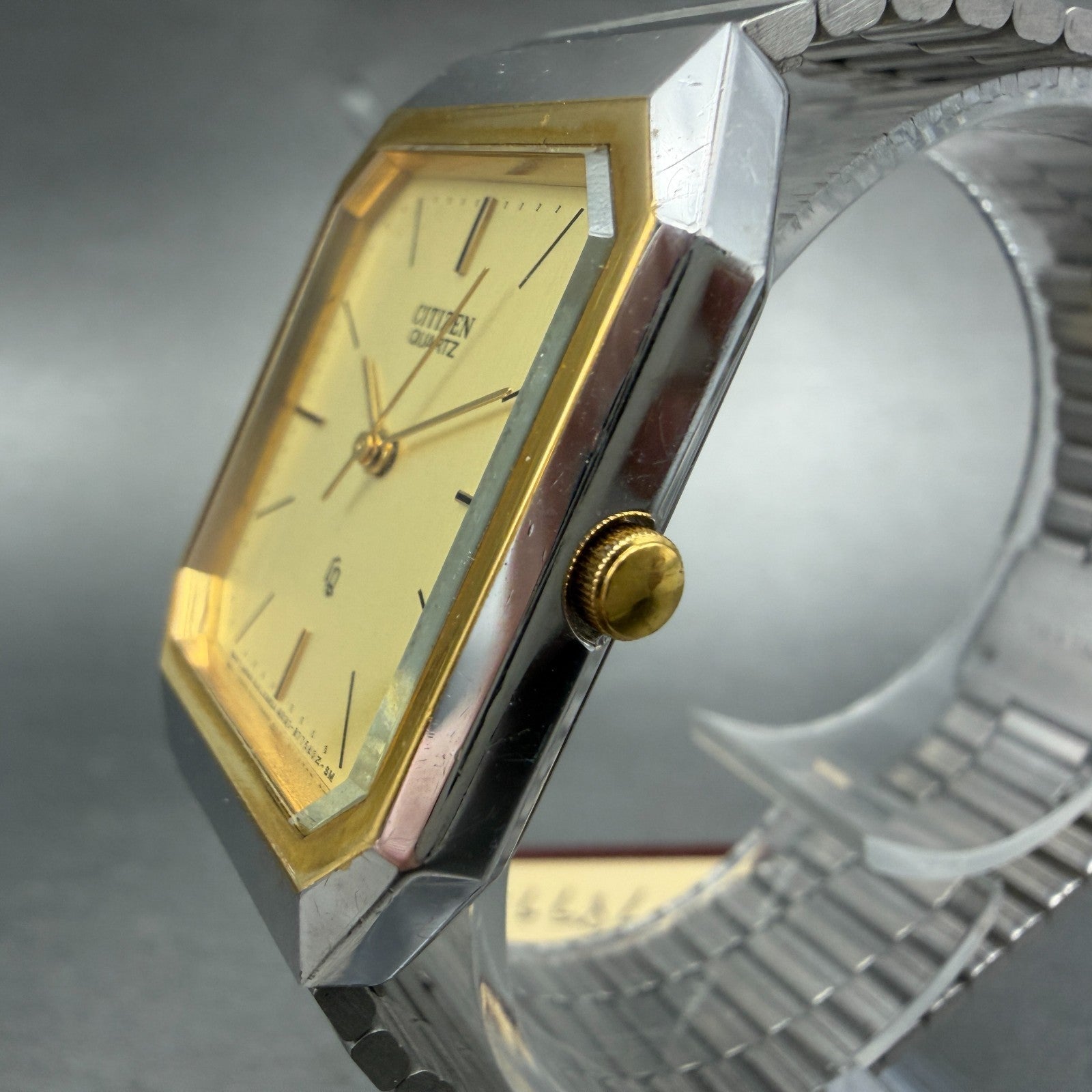 Citizen CQ Watch 26mm Champagne Dial Two Tone Octagon 4031 New Battery NOS2
