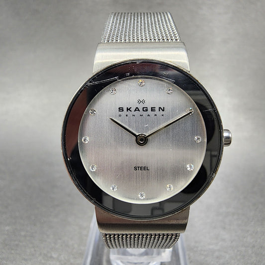 Skagen Watch Women 26mm Silver Dial Stainless Steel Round 358SSSD New Battery0