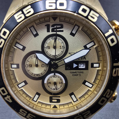 Invicta Chronograph Dive Watch Men 46mm Champagne Dial Gold Tone Date New Batt1
