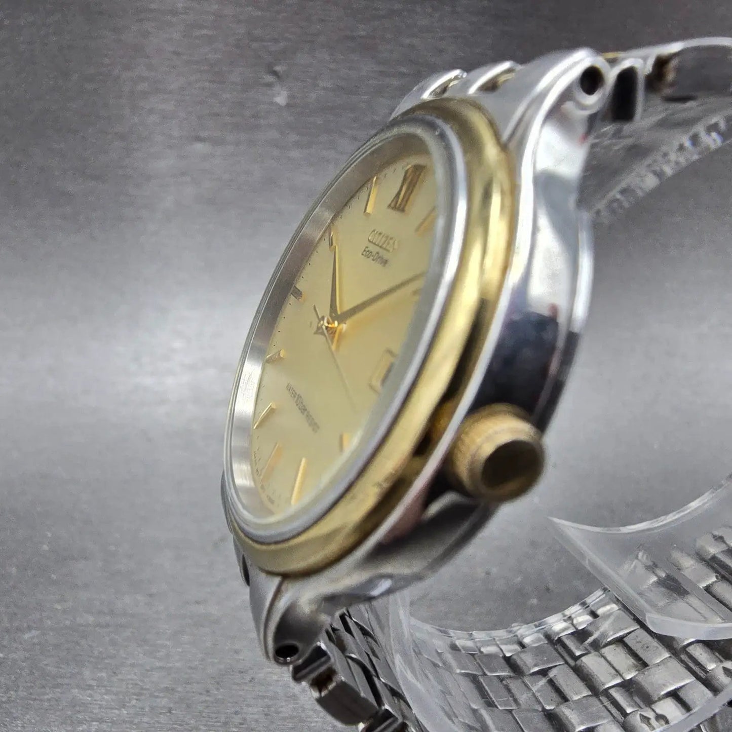 Citizen Eco-Drive Watch Men 35mm Champagne Dial Gold Tone Date B810-H22749 Runs2