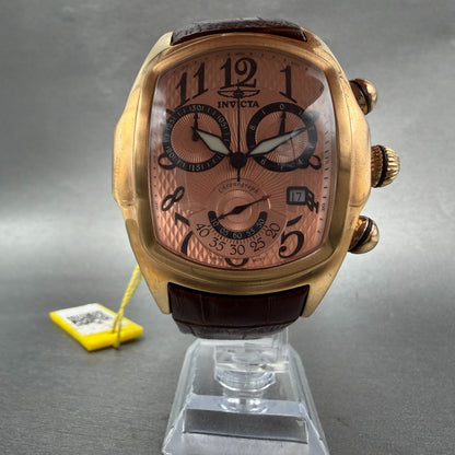 Invicta Lupah Chrono Watch Men 44mm Rose Dial Gold Tone Oval Date 13005 New Batt5