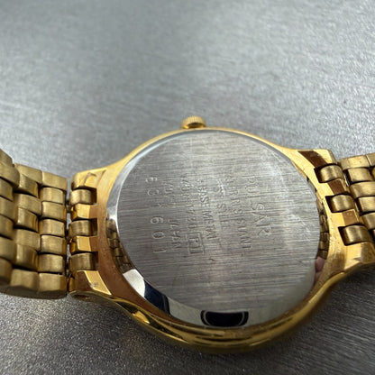 Seiko Pulsar Watch Women 24mm MOP Dial Gold Tone Round V401-1730 New Battery9