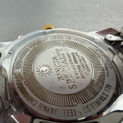 Invicta Specialty Chronograph Watch Men 46mm Silver Dial TwoTone Date 17441 Runs9