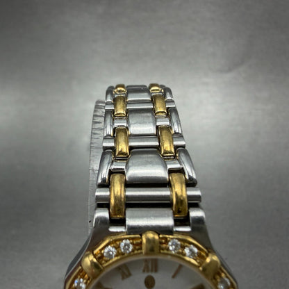 Concord Saratoga Watch Women 23mm White Dial Two Tone Diamond Bezel 15 73 2874