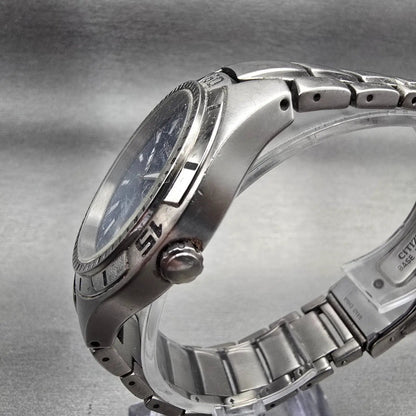 Citizen Eco-Drive Dive Watch Men 40mm Blue Dial Silver Daydate E101-K004403 Runs2