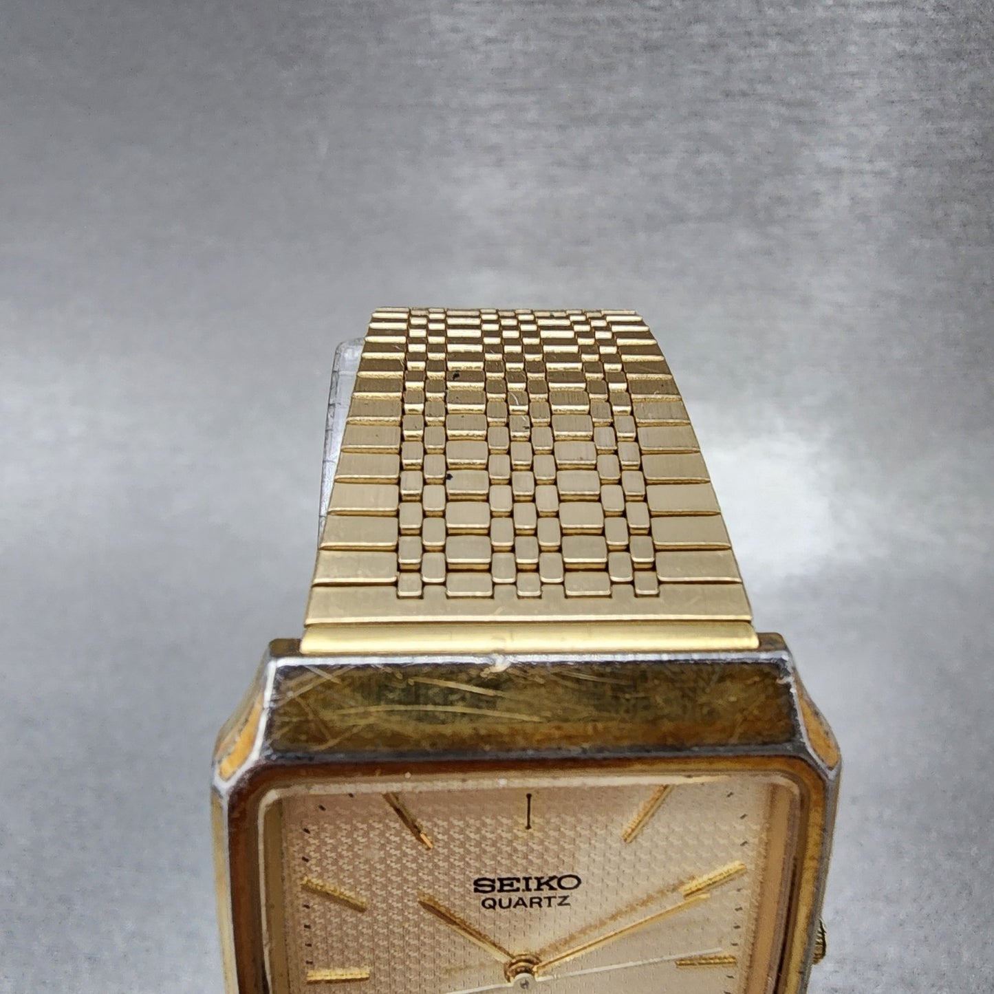 Seiko Tank Watch Men 29mm Champagne Dial Gold Tone 60305340 New Battery4