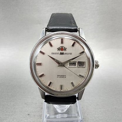 Orient AAA Deluxe Watch Men 35mm Silver Dial Steel Daydate Automatic READ!! RUNS0