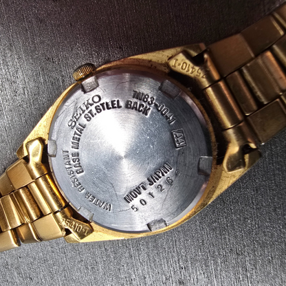 Seiko President Watch Women 24mm Gold Dial Gold Daydate 7N83-0041 New Battery10