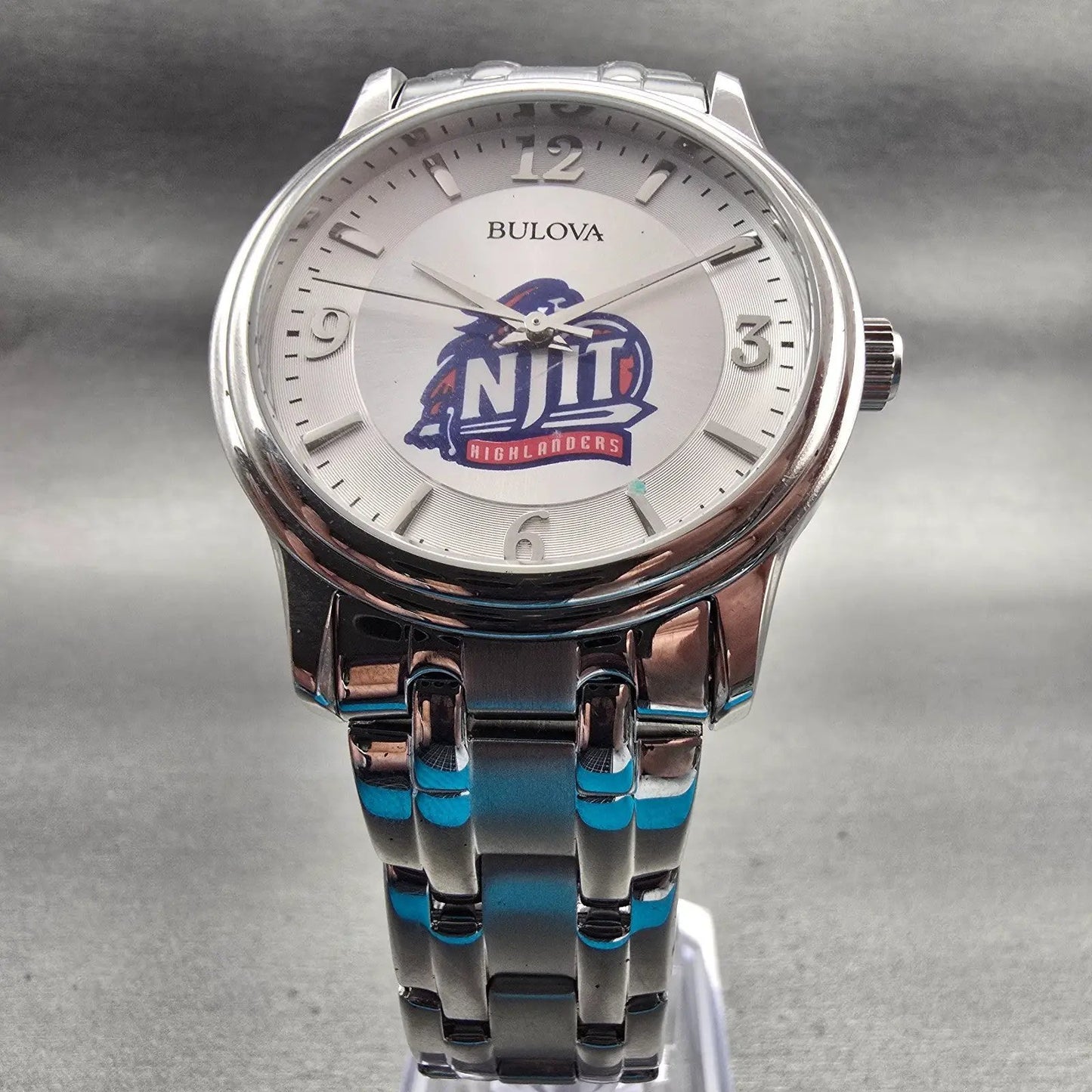 Bulova NJIT Watch Men 38mm Silver Dial Silver Tone Round 96A000 New Battery5