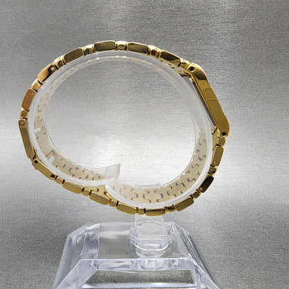 Bulova Tank Watch Women 17mm Gold Dial Gold Tone Rectangle 92H72 New Battery9