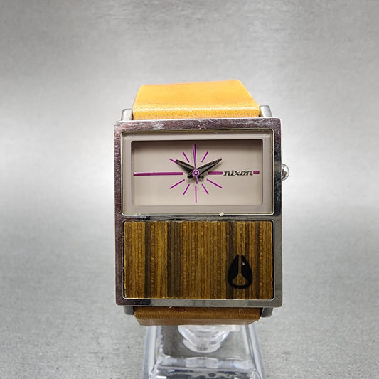 Nixon Chalet Tank Watch Women 30mm Brown Dial Steel Rectangle New Battery0