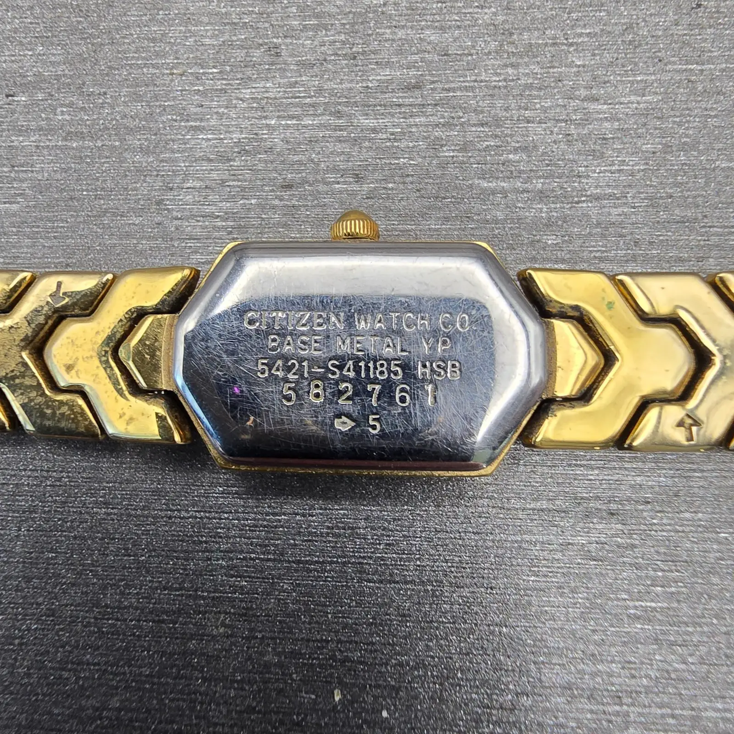 Citizen Watch Women 13mm Black Dial Gold Tone Rectangle 5421-S41185 New Battery10
