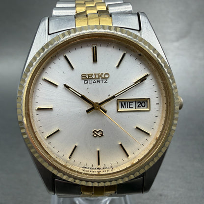 Seiko SQ President Watch Men 36mm Silver Dial Two Tone Daydate Round New Battery0