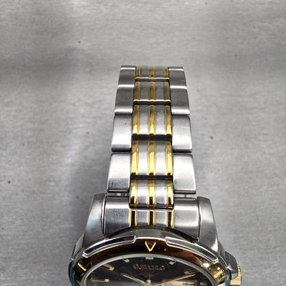 Seiko Watch Men 39mm Gray Dial Two Tone Round 6N43-00A0 New Battery VTG READ4