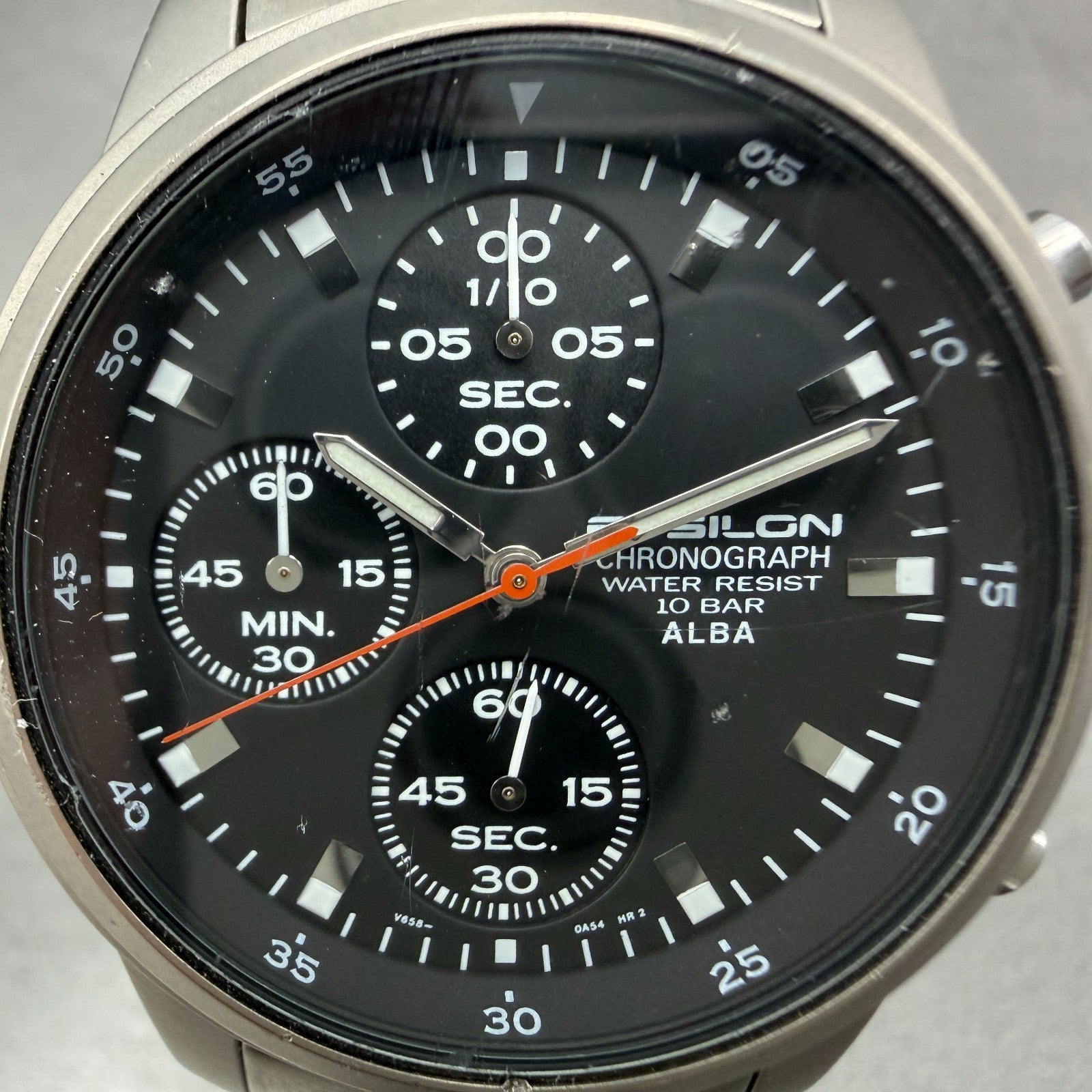 Seiko Alba Epsilon Chronograph Watch Men 37mm Black Dial Titanium New Battery1