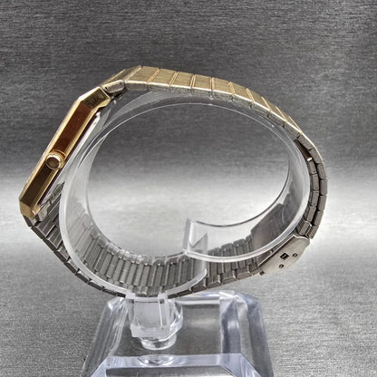 Seiko Tank Watch Men 25mm Gold Dial Gold Tone Rectangle 6530-5199 New Battery6